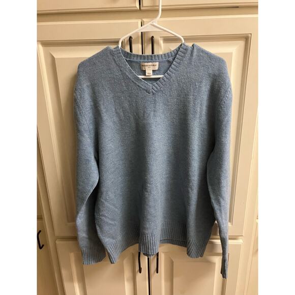 Banana Republic Mens Large, 100% Lambswool Sweater Blue, V-Neck, Preppy, Warm - Picture 1 of 8